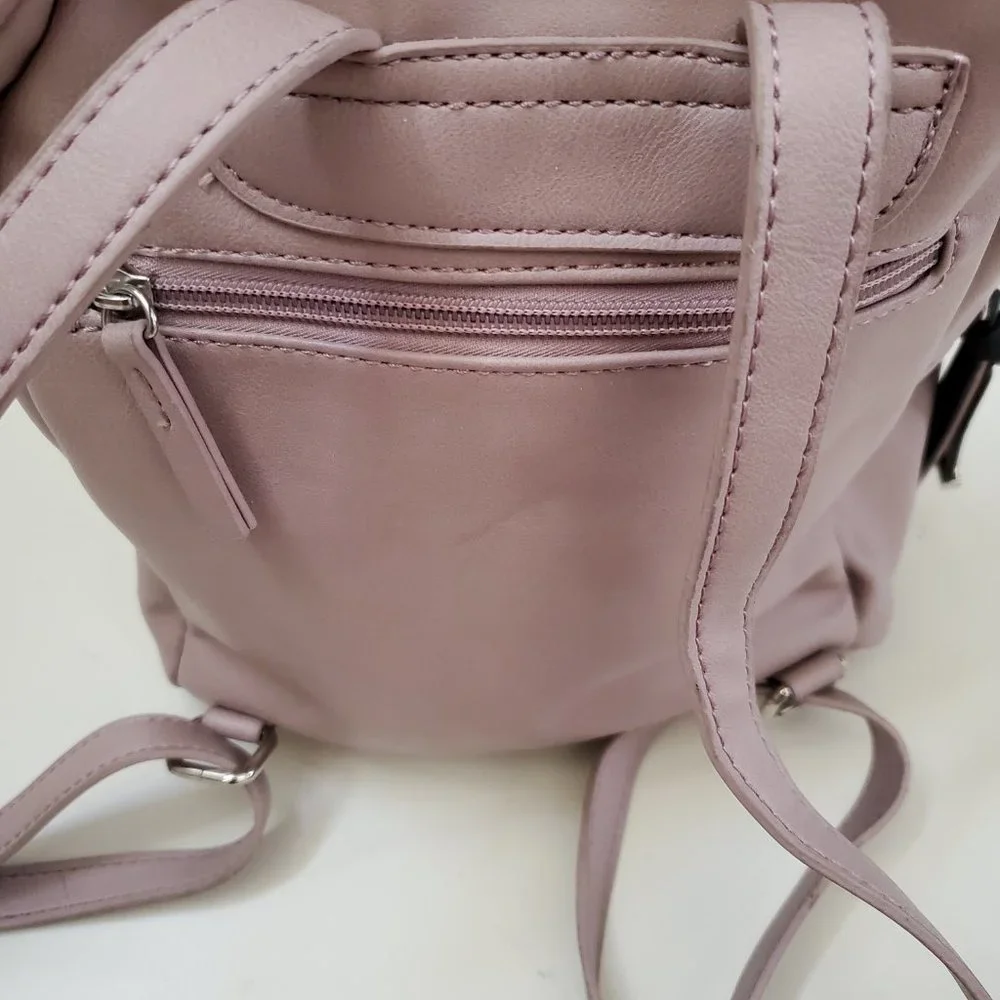 Faux leather solid color mini backpack
